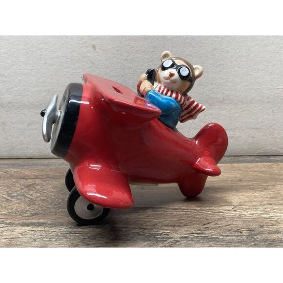 Fitz and Floyd Teddy Bear‎ Bi-Plane Bank - Picture 1 of 6